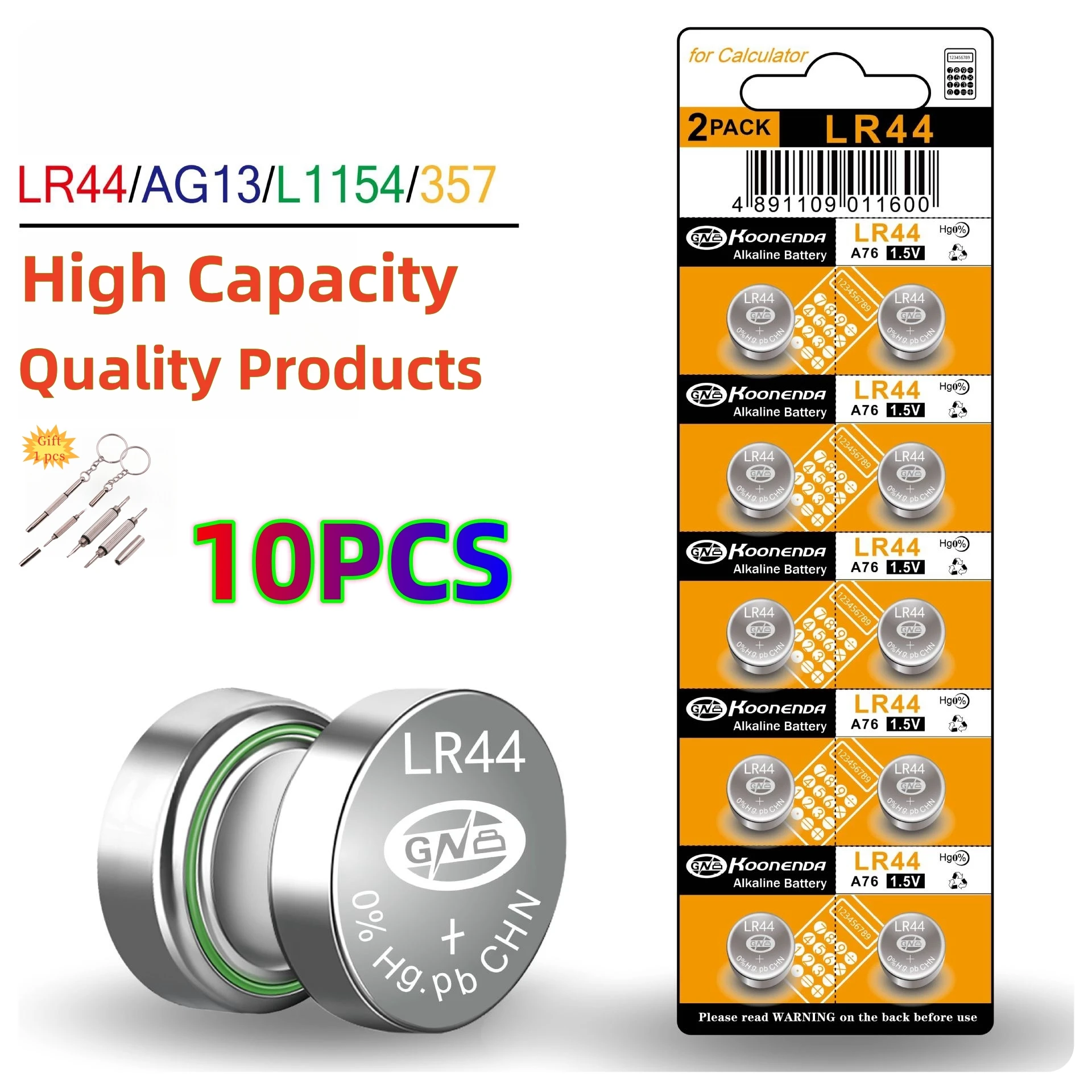 

10pcs LR44 AG13 Button Cell Battery 1.5V 357 303 SR44 LR1154 G13 L1154 Button Coin Batteries for Watch Toys Remote with gift