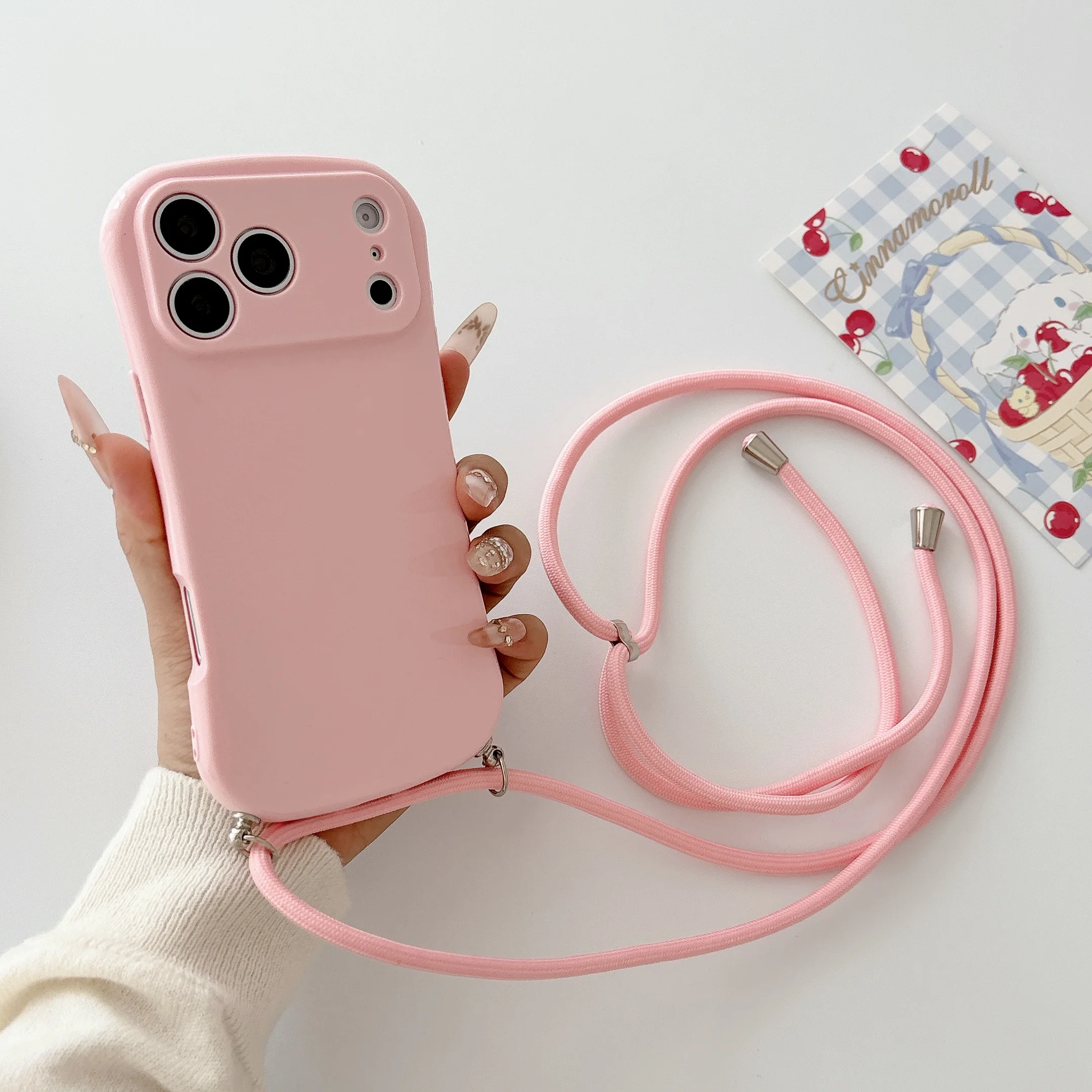 Candy Colored Fashion Diagonally Across Lanyard Phone Case For iPhone 17 16 15 14 13 12 11 Pro Max Plus Air Shockproof Cover view 5