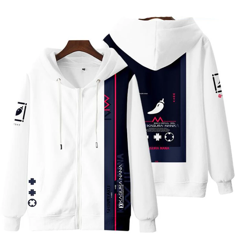 Chaqueta y abrigos de Anime japonés para hombre, Sudadera con capucha 3D, Kagura, Nana, con bolsillo, con cremallera, disfraz de Cosplay