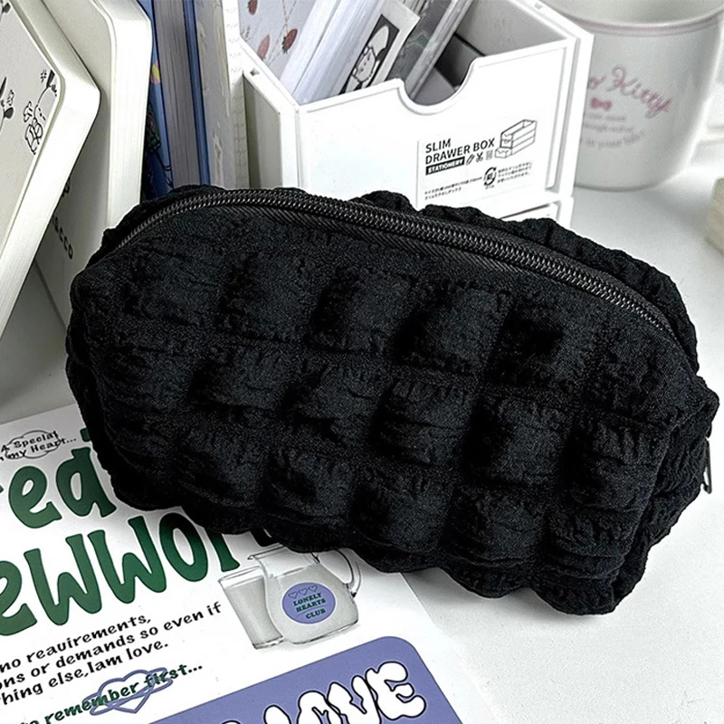 화장품 보관 가방 세면도구 메이크업 브러쉬 눈썹 연필 립스틱 케이스 여성용 소녀용 귀여운 퍼프 파우치 정리함