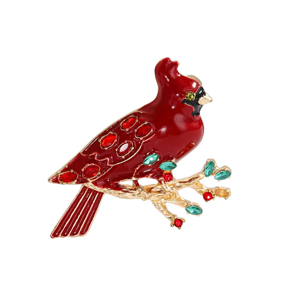 Esmalte Cardinals de América del Norte pájaro en cristal Tee rama broche Pins Animal insignia joyería regalo