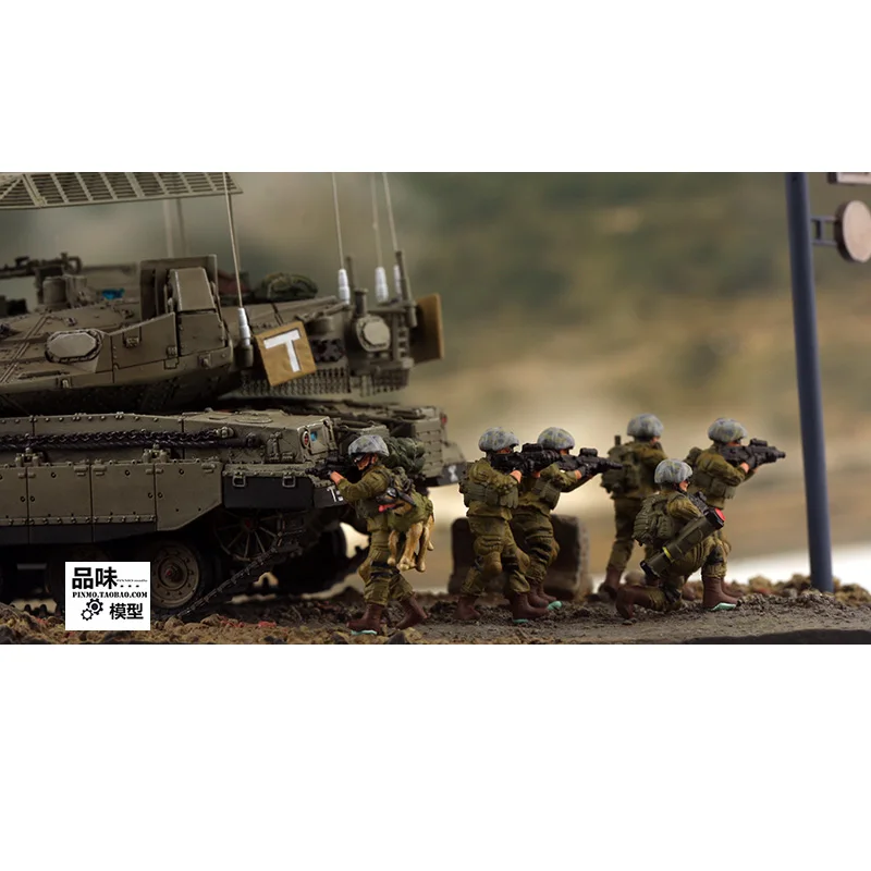 1:72 Scale Resin Israel Defense Force 6-man Team+dog Accessory Model Adult Collection Toys Classic Gifts Souvenir Static Display