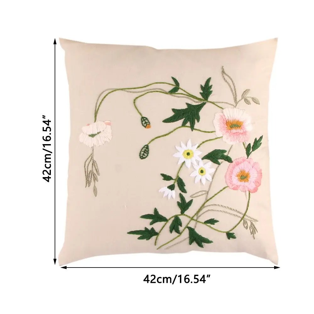 Manual Embroidery Pillowcase Kit for Beginner Flower Design DIY Handwork Cross Stitch Pillow Cover