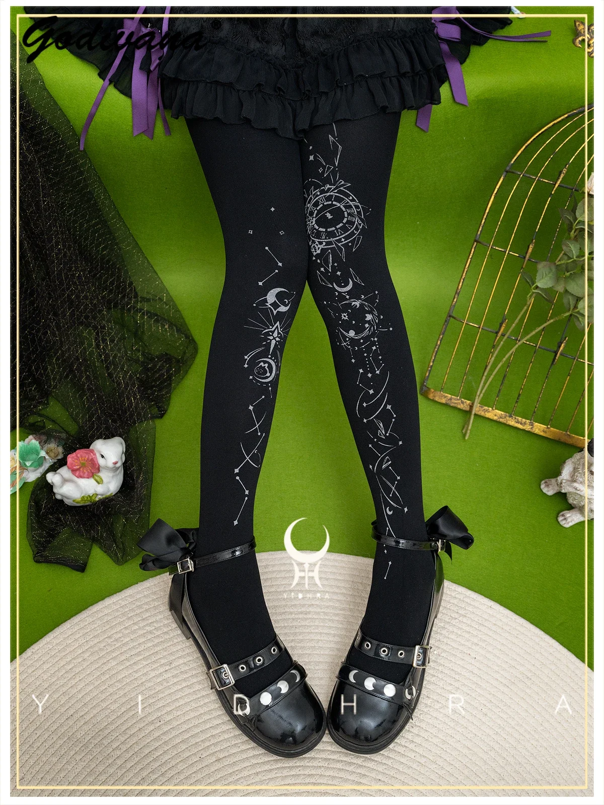 Original Lolita Pantyhose ฤดูใบไม้ผลิและฤดูใบไม้ร่วงใหม่ Gothic พิมพ์ Retro ผู้หญิง Tights ถุงน่องผ้าฝ้ายสาว Pantyhose