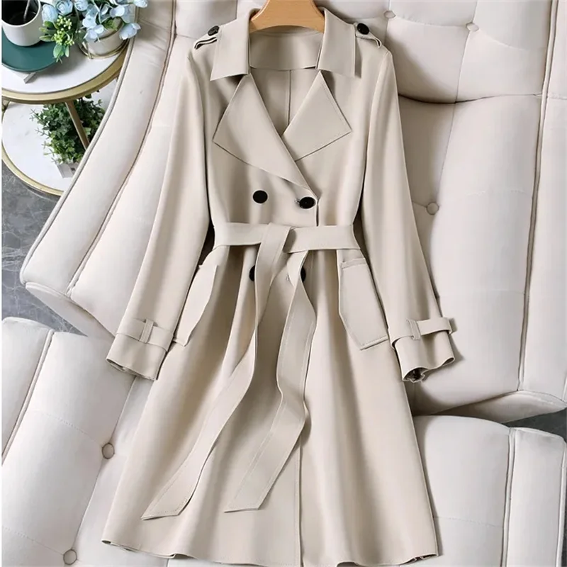 Trench Coat pour femmes mode vêtements d'hiver femmes longs manteaux et vestes femmes ceinture Double boutonnage Trench Coat femmes vêtements