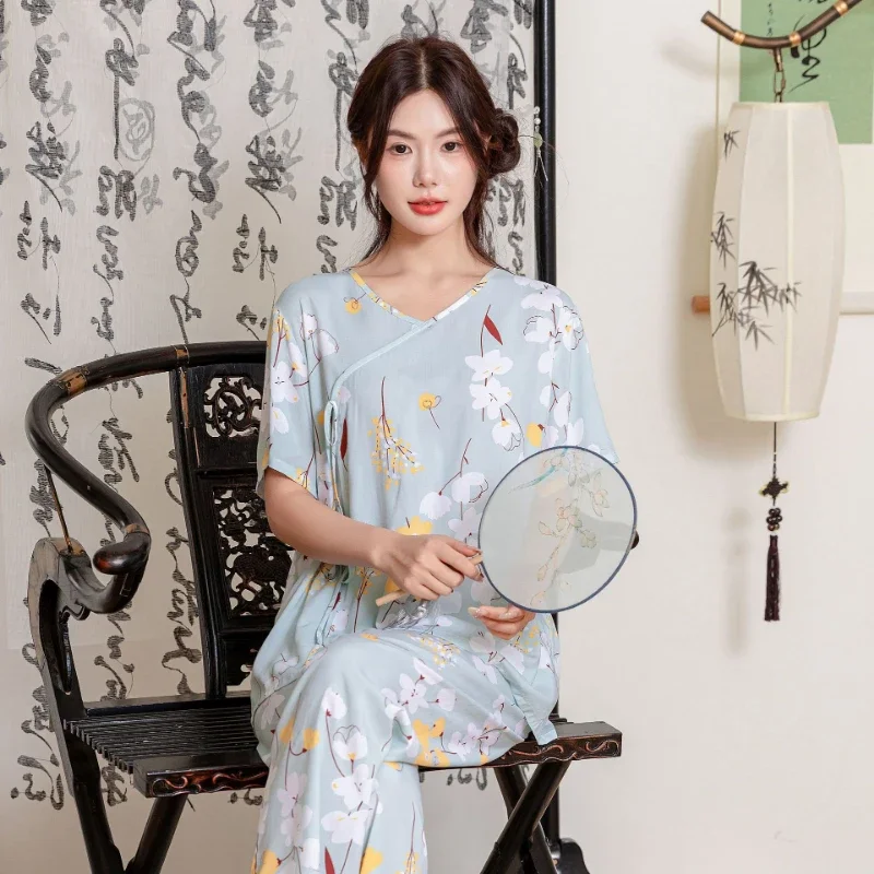 Pyjamas Summer Women's Clothing Sets New Thin Home Loose Cozy Affordable Soft Elegant High-quality Casual Cool Breathable Mature