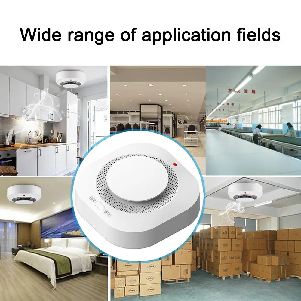 Smart Wi-Fi Smoke Detector and Alarm Wireless Fire Sensor with Mobile App Remote Alerts ABS Shell for Home Kitchen Safety