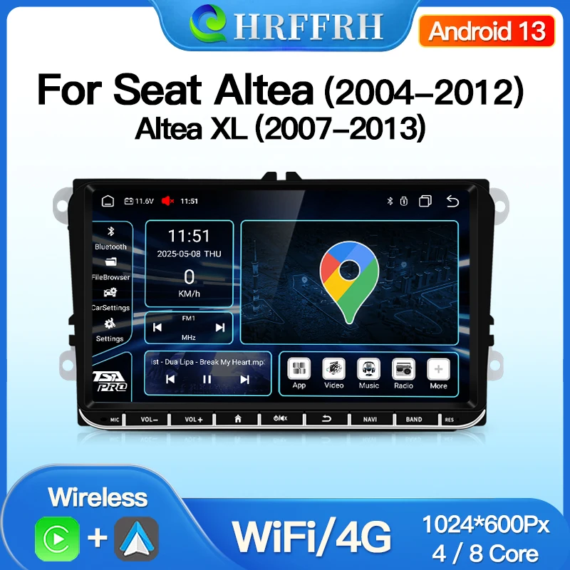 

Android For Seat Altea 2004-2012 Altea XL 2007-2013 Car Radio Player WIFI Auto Carplay WIFI GPS BT Multimedia Audio 8core Stereo