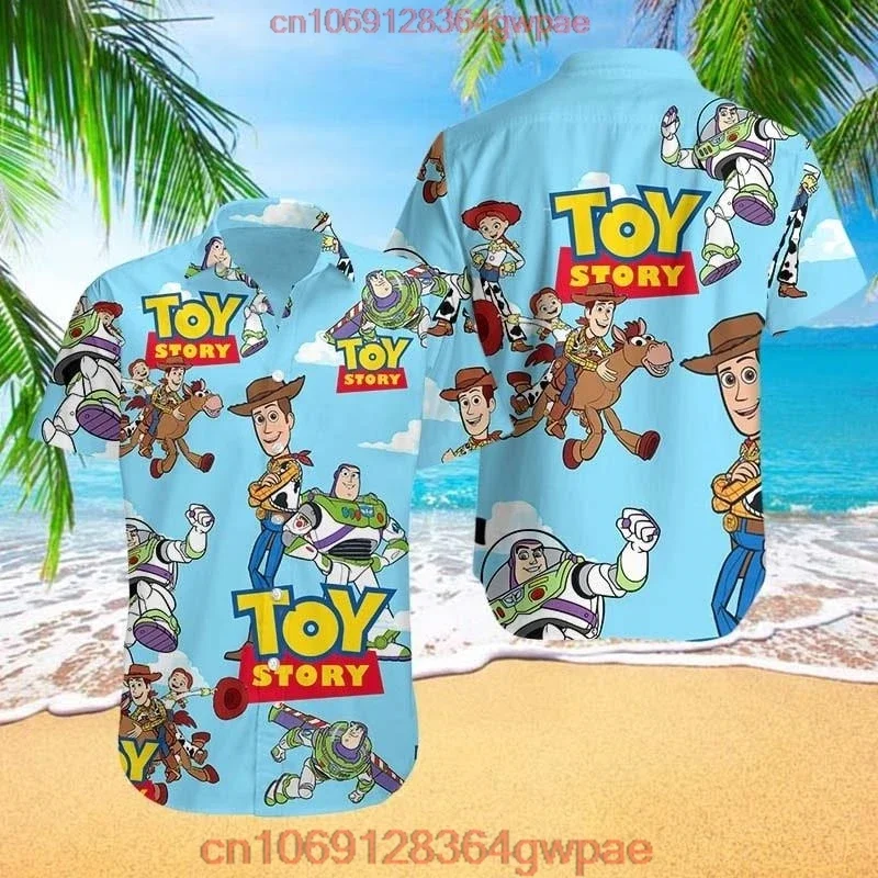 

Toy Story Hawaiian Shirts Fashion Men Women Button Up Short Sleeve Shirts Disney Hawaiian Shirts Casual Beach Shirts Party Shirt