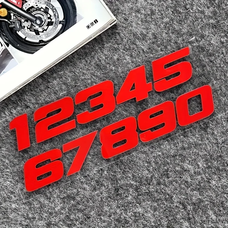 1SET 0-9 Rennnummern-Set, wasserdichter Vinyl-Aufkleber für Motorradhelm, Autoaufkleber – Detail 3