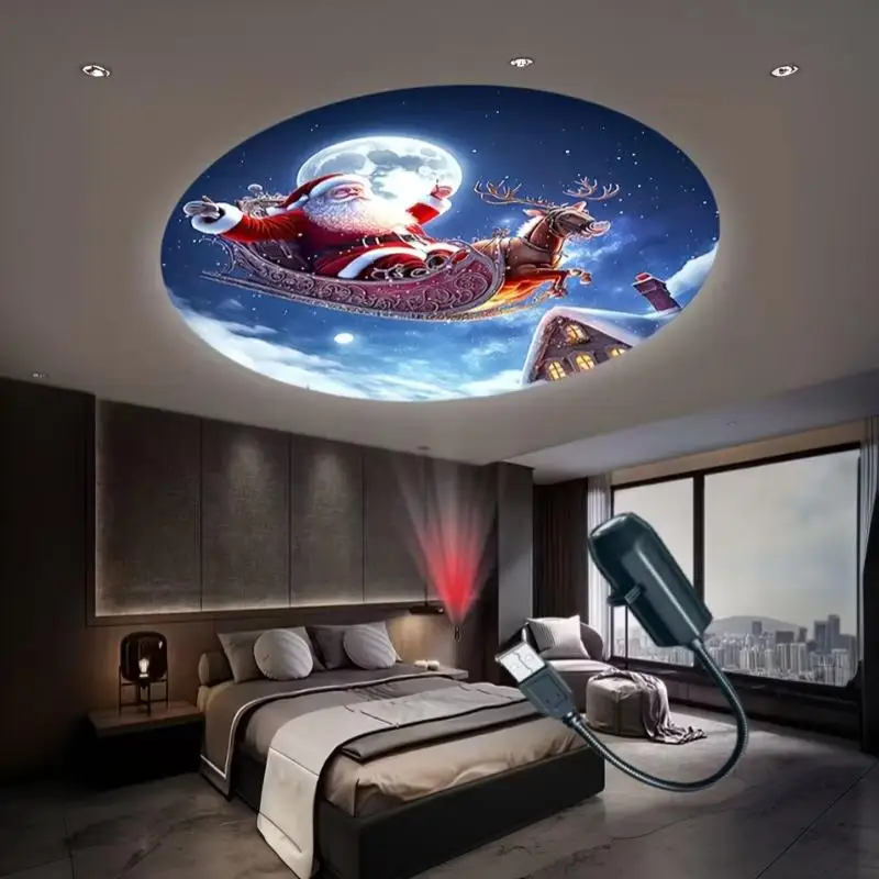 Christmas Projection LED Lamp Light 10/24Pcs Projection Patterns Adjustable Santa Xmas Decor Night Light