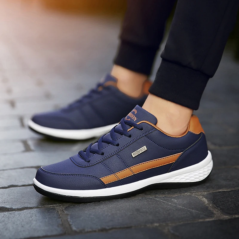 Leather Men Shoes Sneakers Trend Casual Shoes Breathable Leisure Male Sneakers Men Non-slip Footwear Men Skateboarding Shoes