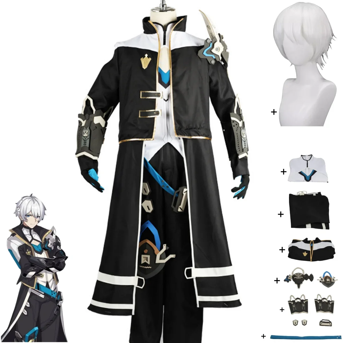 Game Honkai Impact 3 Kevin Kaslana Cosplay Costume The Moth Who Chases The Flames Fighting Uniform Cape Wig Man Halloween Suit