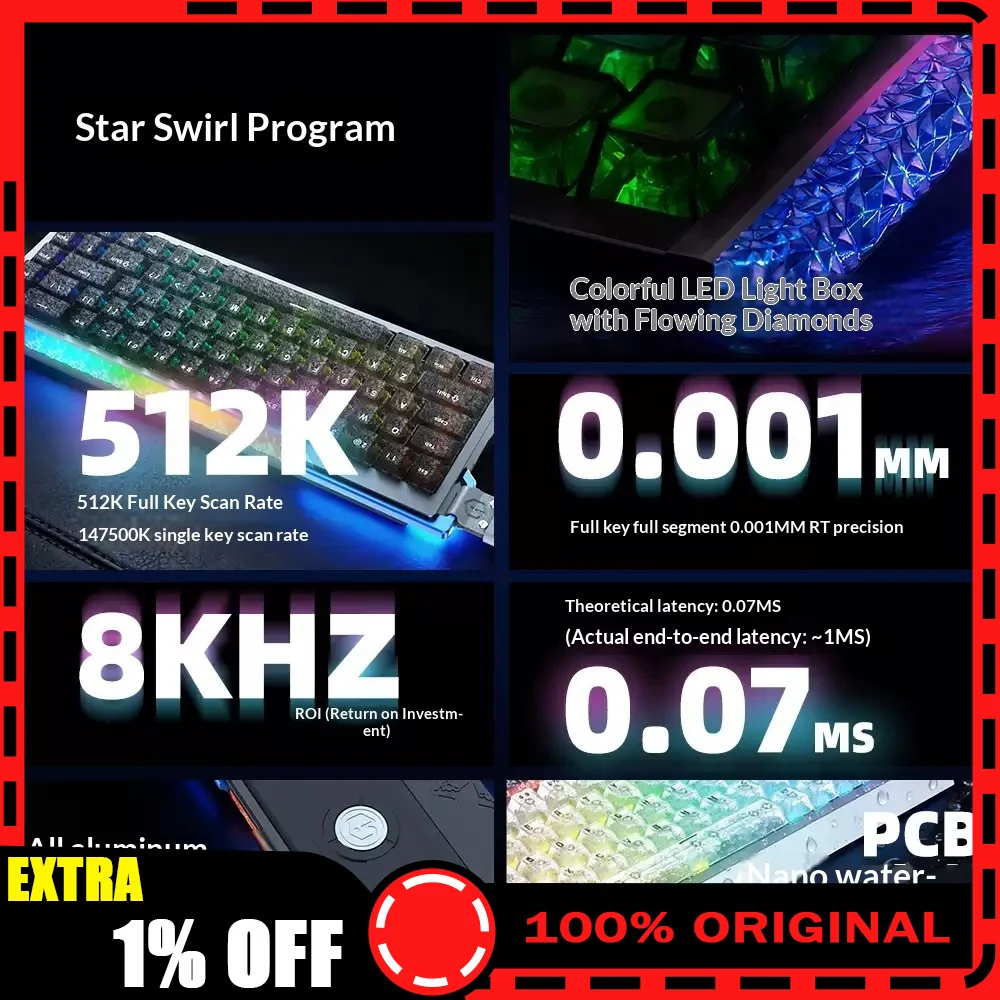 IROK RA68 Magnetic Switch Gaming Keyboard 68-Key CNC Aluminum 512K Polling 8KHz 0.07ms RGB Wired
