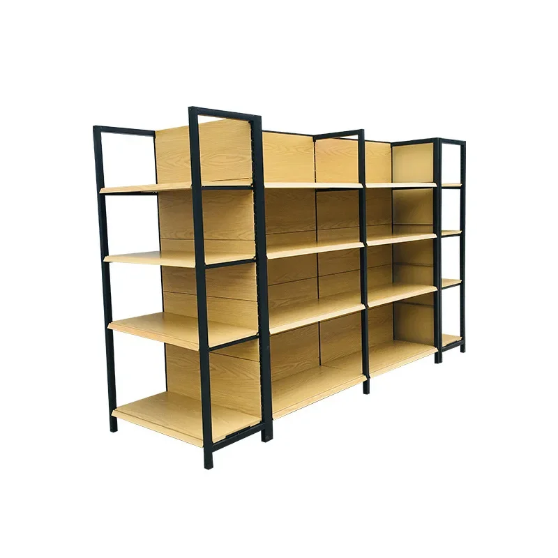 

Supermarket shelf display shelf, wood grain four-column single-sided double-sided multi-layer stationery