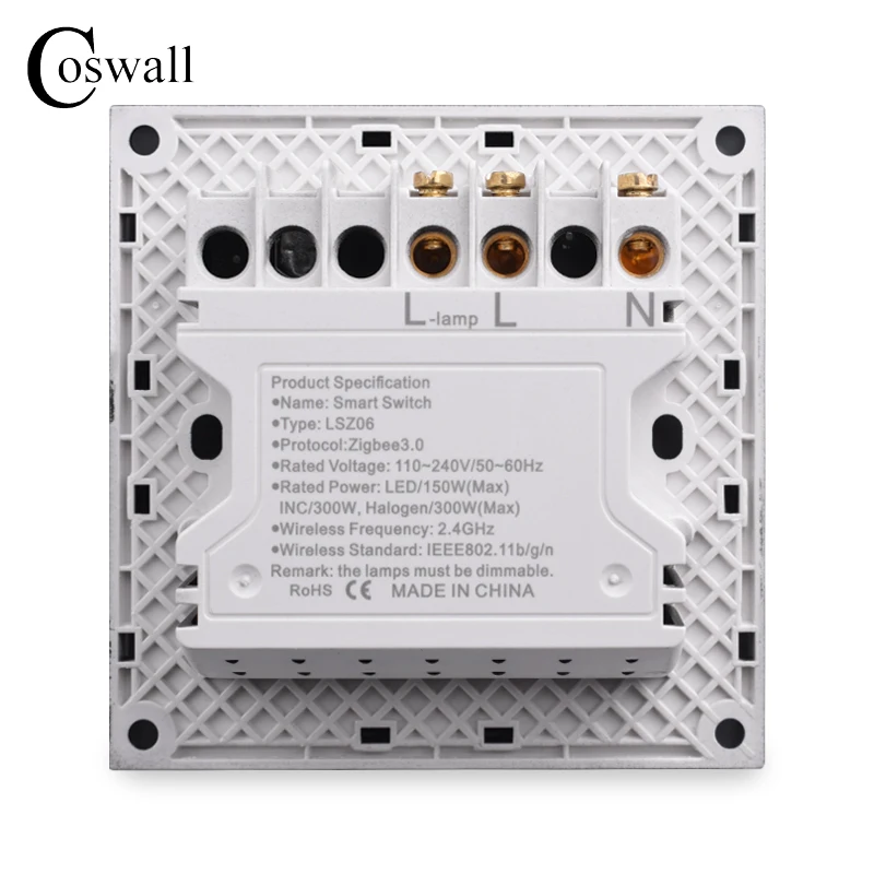 Imagem -04 - Coswall-regulador Dimmer Botão Infinito Painel pc Interruptor de Luz de Parede Zigbee 3.0 150300w ac 110240v Lcd Digital