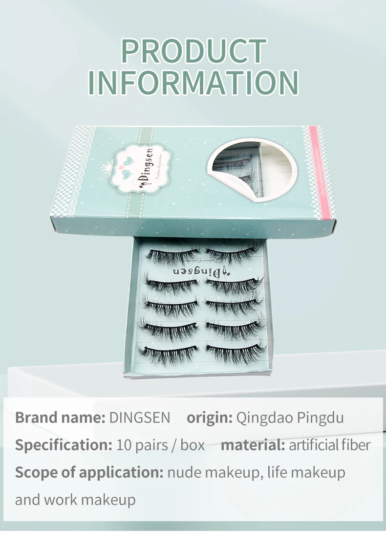 DINGSEN 10 Paar 3D Faux Mink Wimpern Natürliche Kunstwimpern Maßgeschneiderte Flauschige Weiche Voluminöse Wiederverwendbare Make-up Wimpern Bestseller – Detail 8
