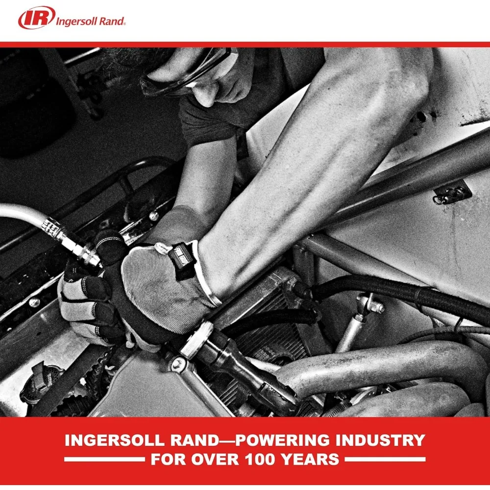 Ingersoll Rand 2115TiMAX 3/8 مفتاح ربط هوائي، عزم دوران 300 قدم رطل، علبة مطرقة تيتانيوم، مثبت حلقة الاحتكاك، مسدس