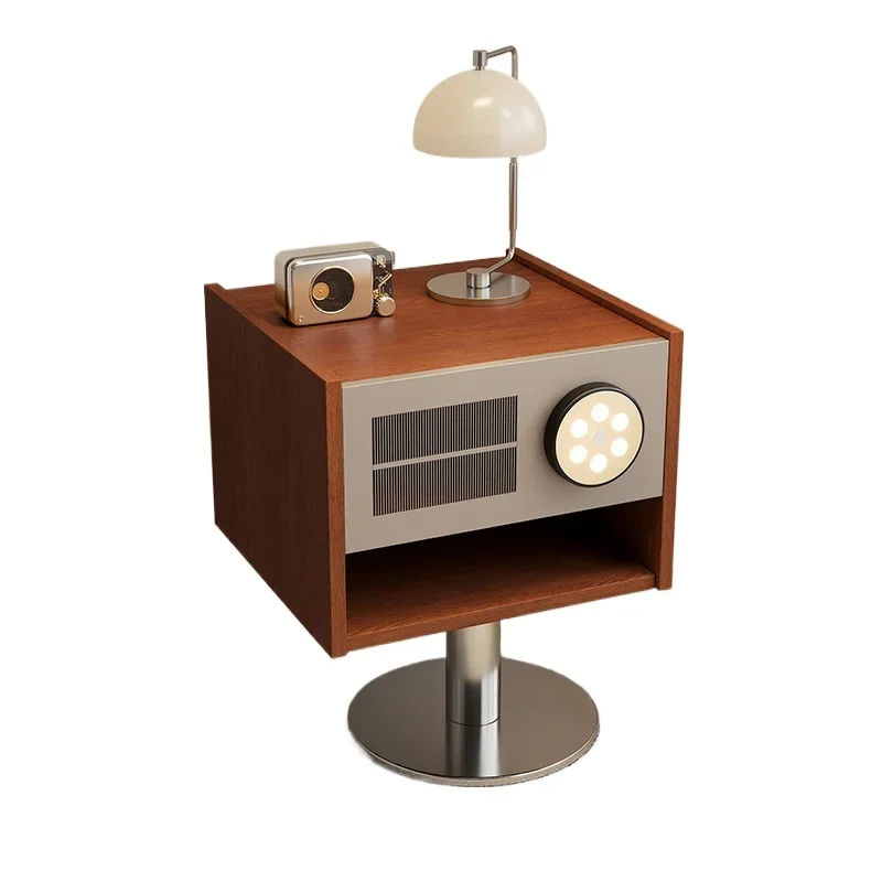 Medieval solid wood bedside table simple modern Bauhaus storage cabinet retro bedroom small creative bedside table