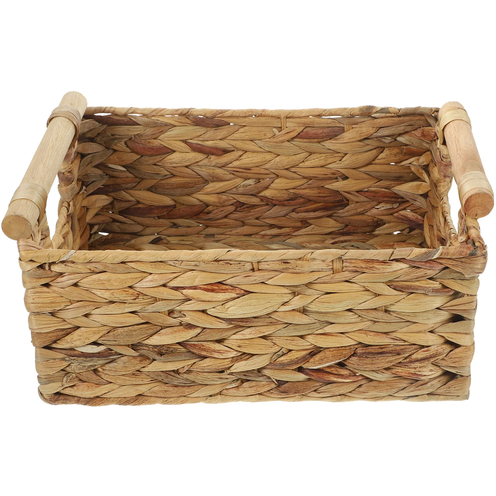 

Rattan Storage Basket Woven Handles Large Capacity Portable Bins Organizer Home Supplies Woven Box Vintage Design Simple