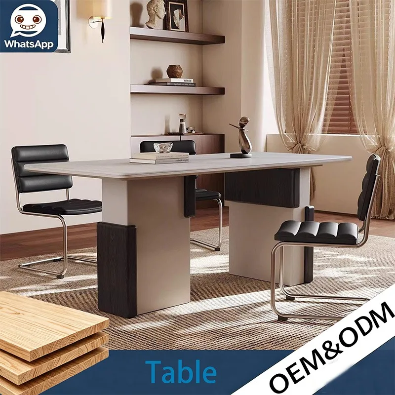 Italian Minimalist Full Support Microcrystalline Stone Dinner Table, Light Luxury High-End Rectangular Household Dining Table