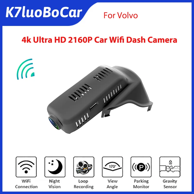 

4K 2160P Full HD 24H WIFI Dash Cam Car Camera Recorder Dashcam Car Dvr Recording for Volvo XC60 2015-2017 Front and Rear