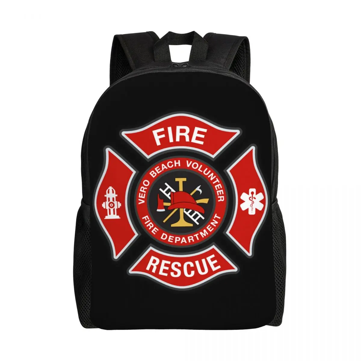 Fire Rescue Firefighter Backpack for Men Women Waterproof School College Print Bookbags With Widen and Thicken Shoulder Straps