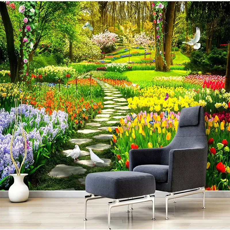 

Индивидуальные фотообои: 3D-пейзаж сада, парка, улицы, зеленые леса, 8D-фреска для спальни и гостиной
