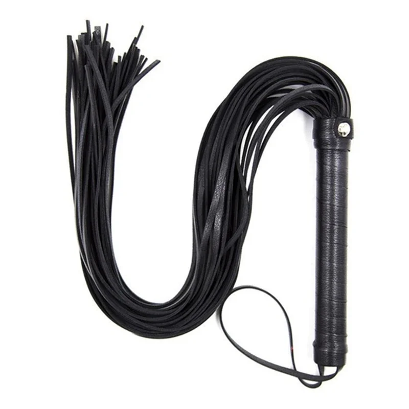 High Quality Pu Leather Pimp Whip Racing Riding Crop Party Flogger Hand Cuffs Queen Black Horse Riding Whip Flogger Whip