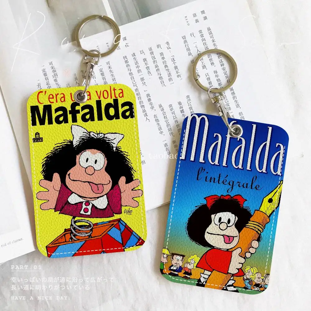 M-Mafalda Gir Holder Keychain With Keychain for Access Card Bus Pass & Card Credit ID Bank Card Protective Case