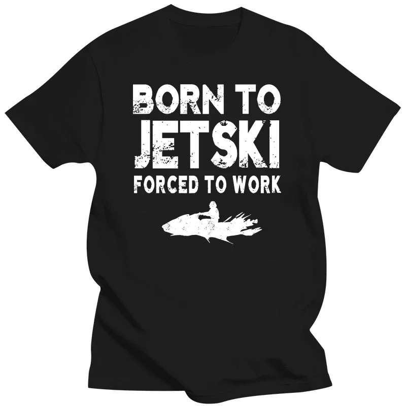 Camiseta divertida de marca para hombre, Camisa de algodón de gran tamaño con gráfico, ropa de Jet Ski Forced To Work, 2024