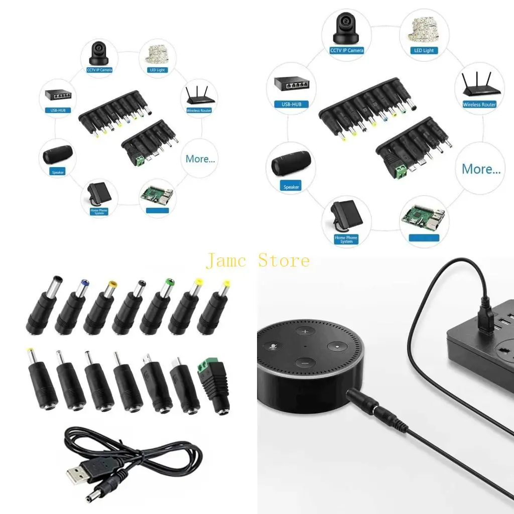 

LX0B Кабель питания USB-DC5V включает 14 адаптеров для зарядки устройств, таких как вентилятор