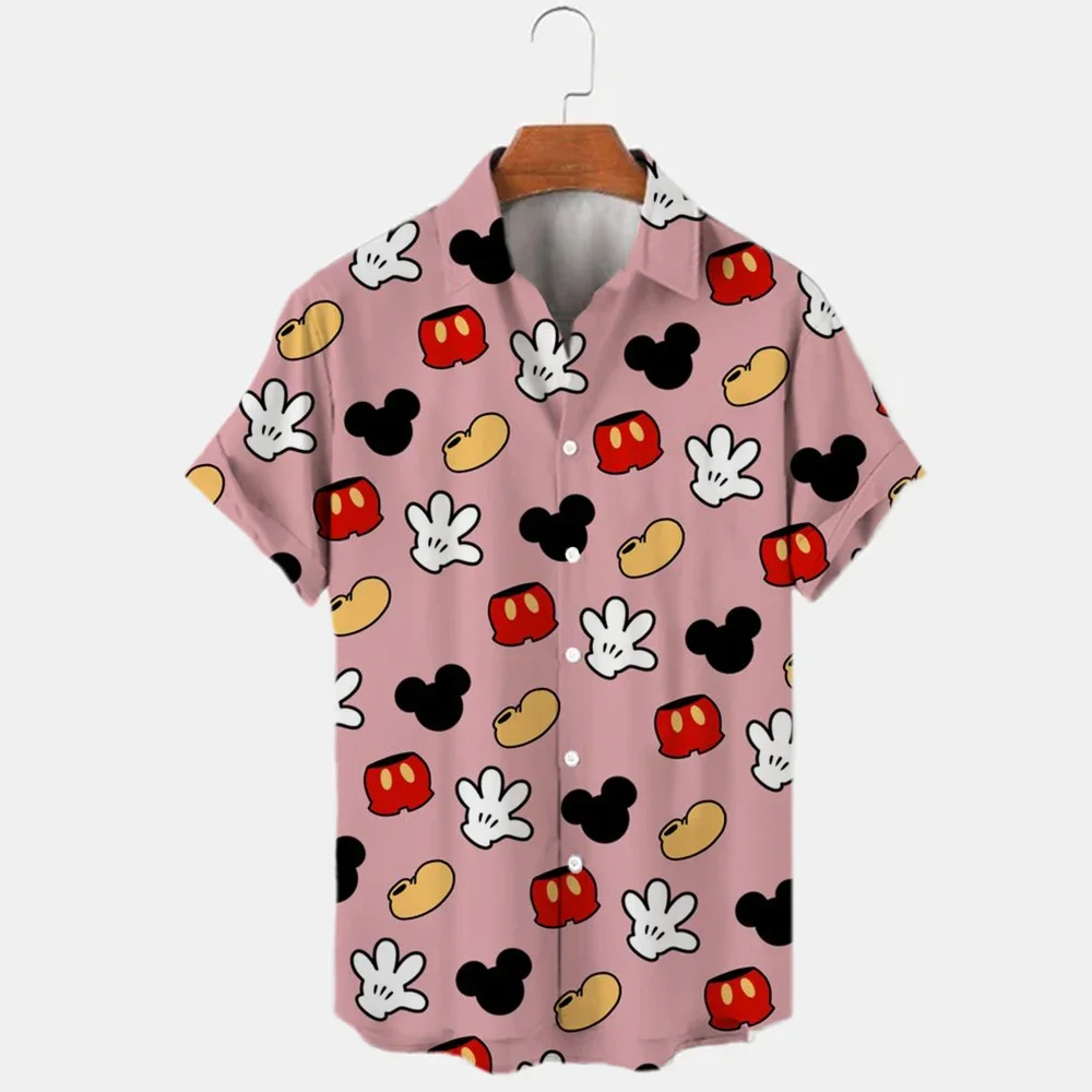 

Disney Mickey Hawaiian Shirt Summer New Cartoon Mickey Print Shirt Cute Disney Anime Shirt Men's Short-sleeved Casual Lapel Top