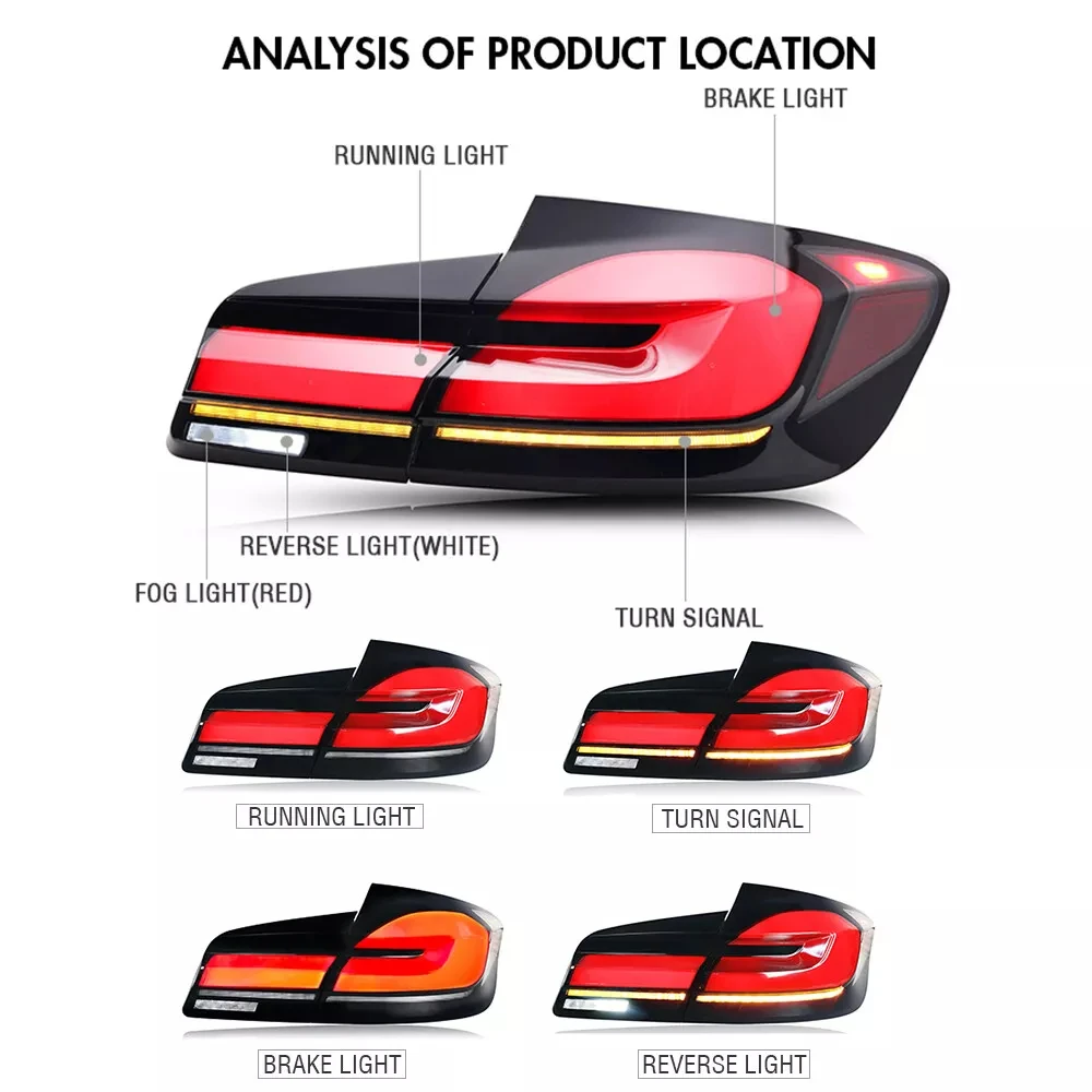 For 2011-2017 F10 F18 BMW 5 Series LED tail light assembly Flowing Water Flicker Tail Lamps Fog Lights Turn Signal Lights