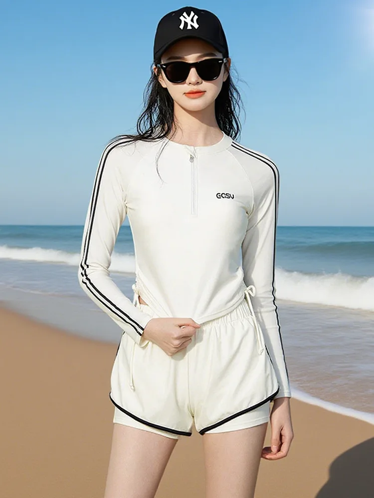Swimsuit women sets 2026 new Two-piece conservative slimming belt-covering long-sleeved special swimming suit women's clothing