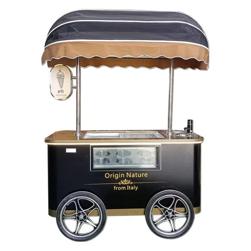 

MR4 Hard Ice Cream Cart with Wheels Ice Cream Push Cart Gelato Ice Cream Cart