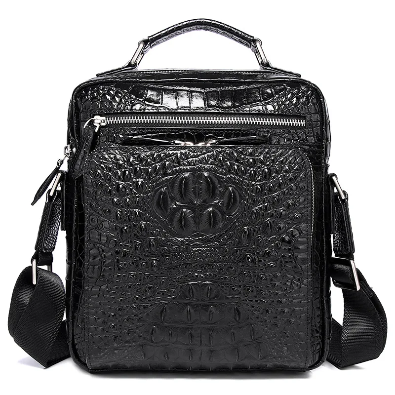 Imagem -02 - Jacaré Homens de Couro Genuíno Crossbody Bolsa Casual Business Leather Mens Messenger Vintage Shoulder Handbags Bags 2023 Novo