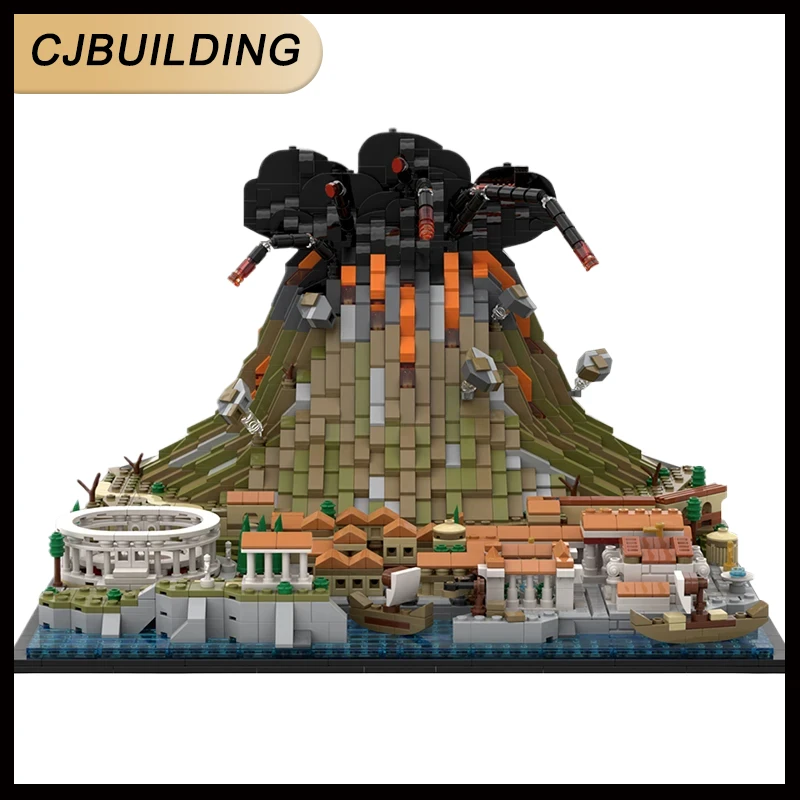 2539 stücke Moc Vesuvius Pompeii Schloss Palast Baustein Set Pyramide Spielzeug Ziegel Kinder