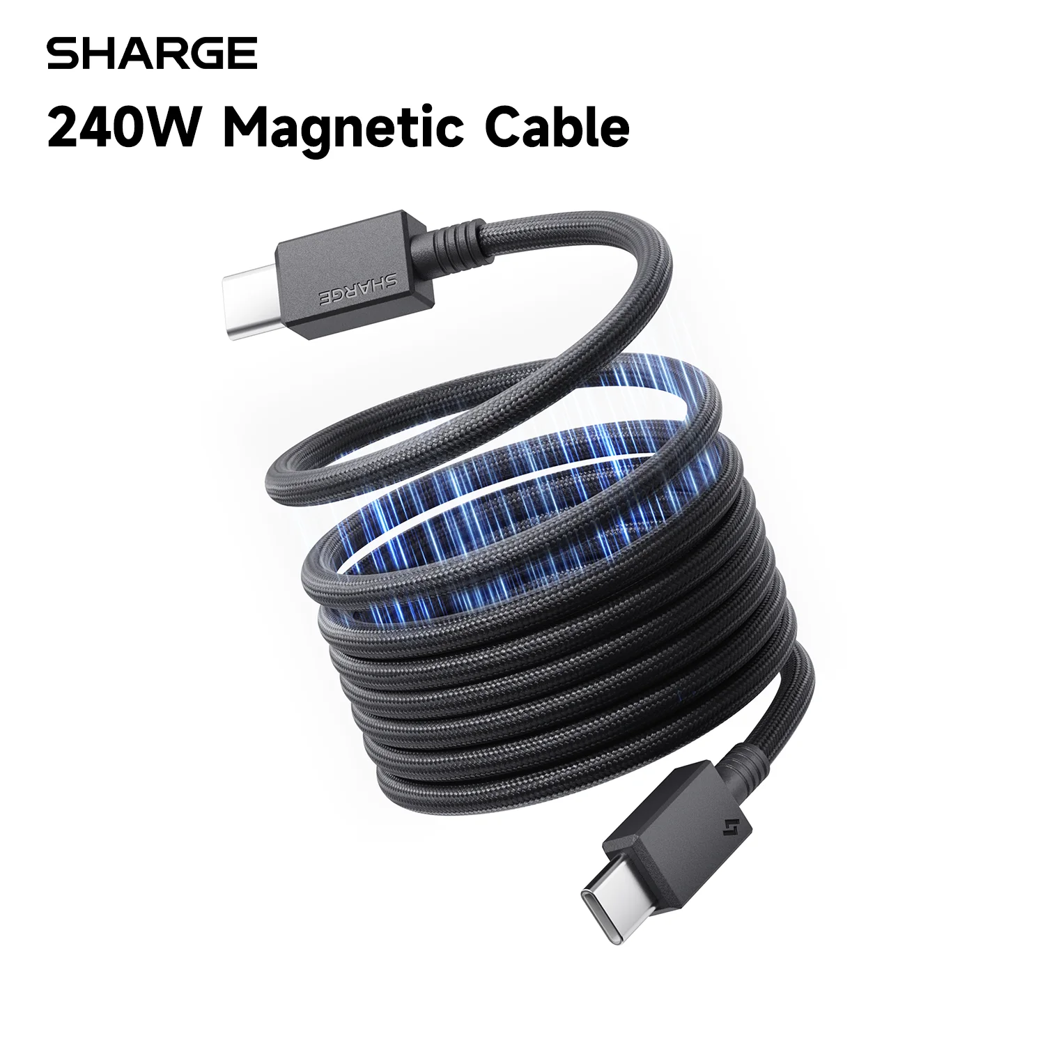 sharge-magloop-240w-マグネット式usb-c-to-cケーブル-急速充電-自己巻き取り式デザイン-480mbpsデータ転送-ナノコーティング