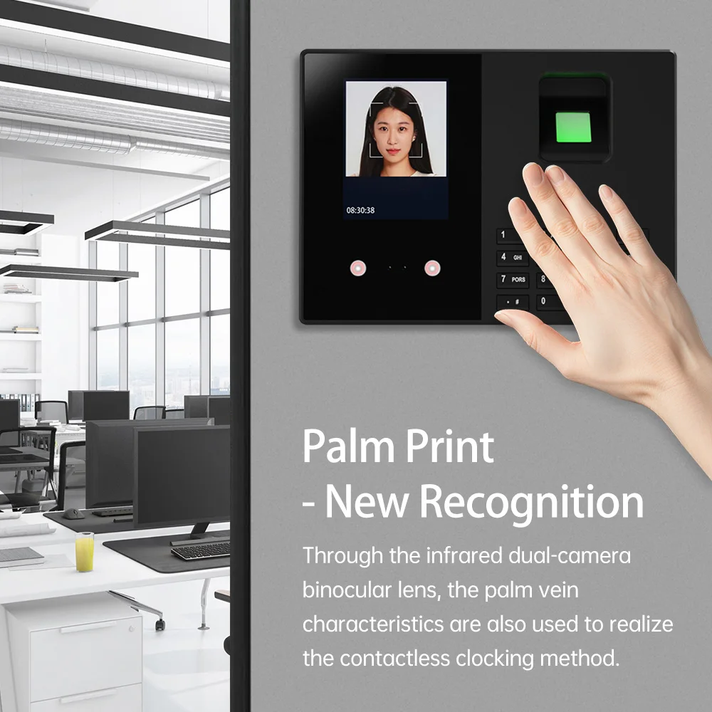 

Time Attendance Face Recognition Time Clock Support Fingerprint Password Palm Print Facial Fast Recognition Machine