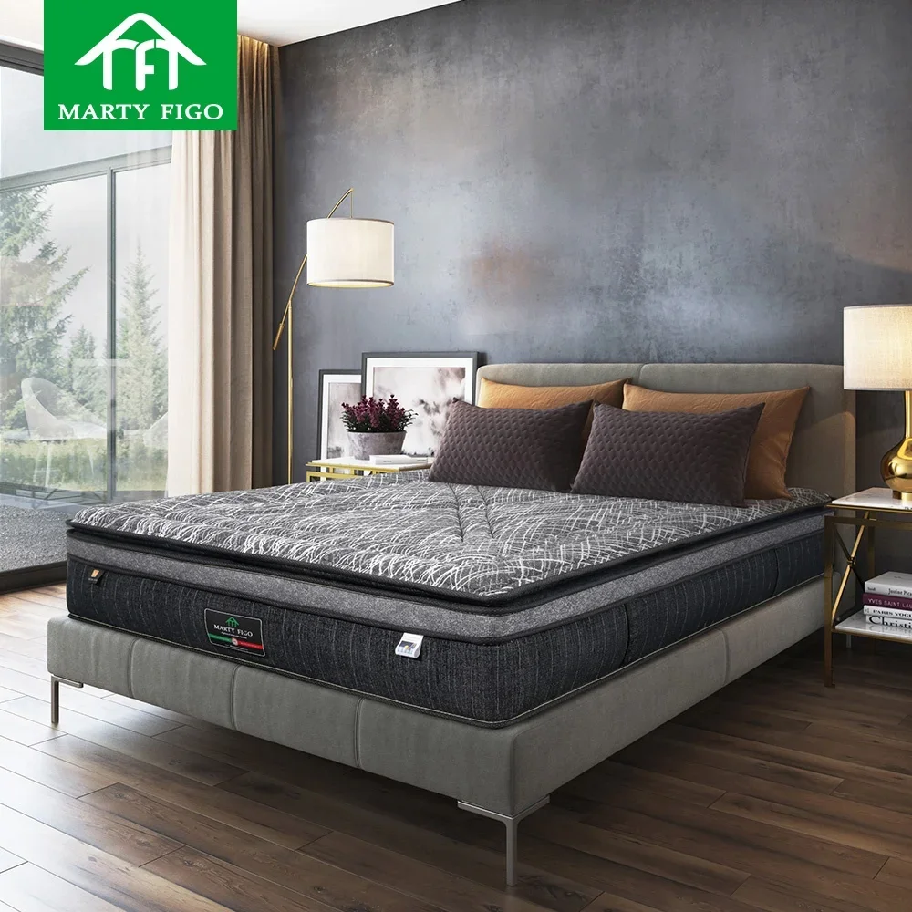 Hot sale luxury 5/7 star hotel mattress pillow euro top queen king latex bonnell pocket spring mattress with cooling memory foam