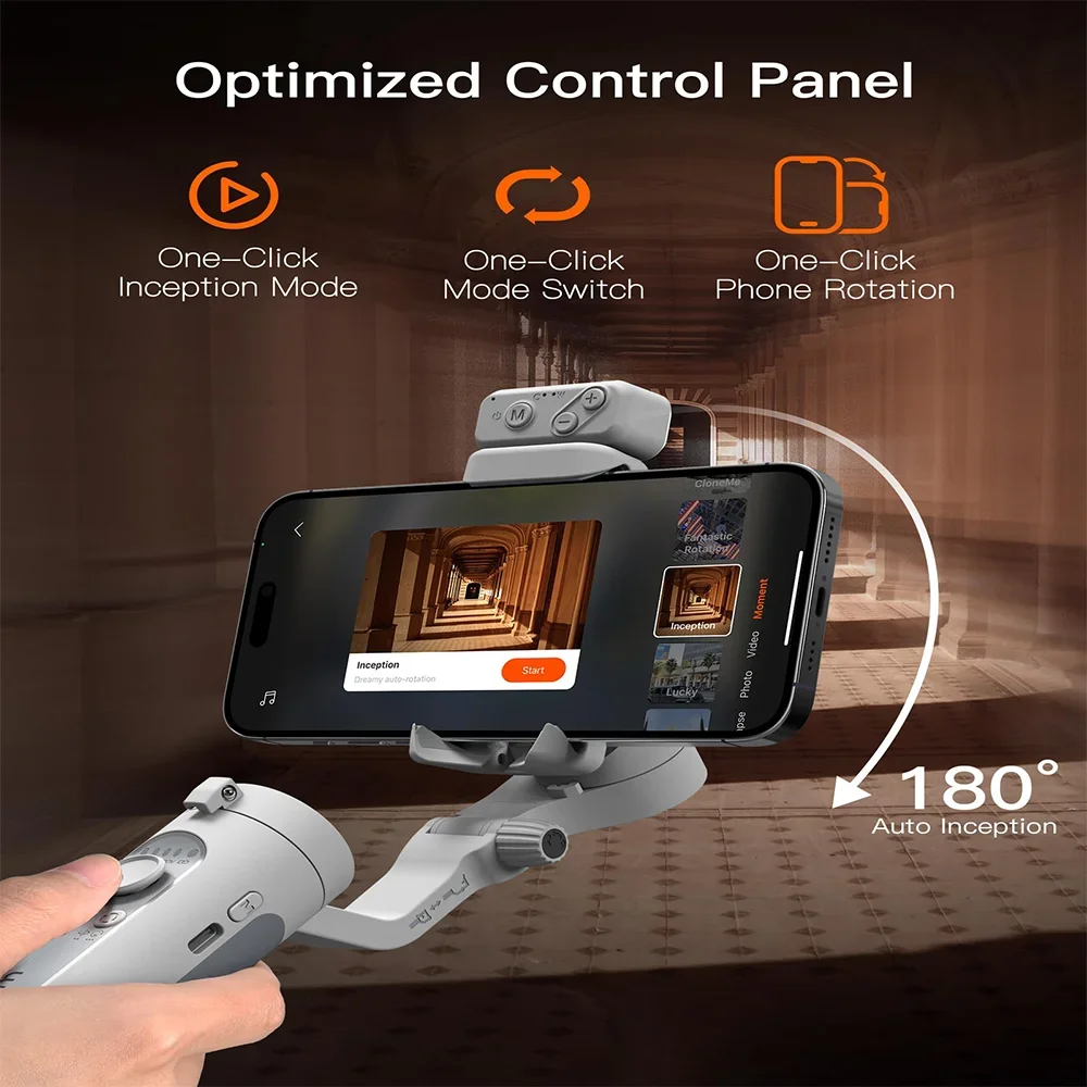 Hohem ISteady XE 3-Axis مثبت أفقي محمول للهواتف الذكية مع ضوء ملء لهاتف iPhone Android لتتبع الوجه مدونة فيديو