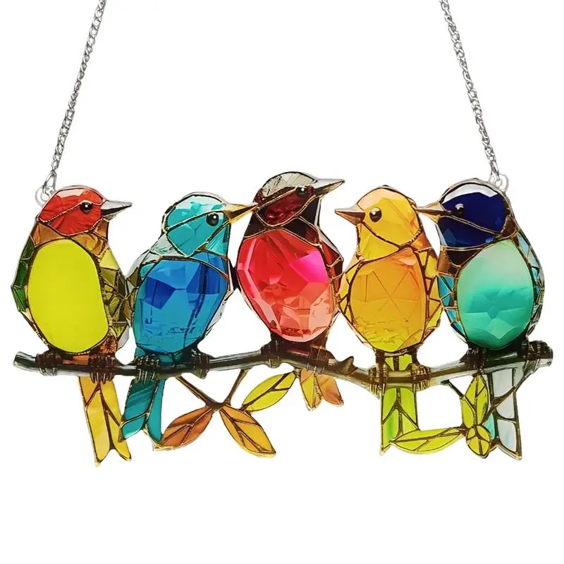 Acrylic Bird Sun Catcher Home Decor Stained Window Hanging Sun Catcher Sunshade Bird Lover Sign Room Door Decoration Wall