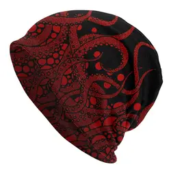 Cthulhu Mythos Skullies Beanies Caps Red Tentacles Thin Hat Autumn Spring Bonnet Hats Men Women's Hip Hop Ski Cap