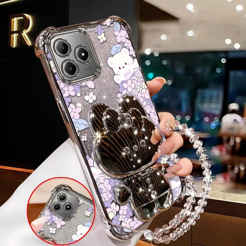 

C63 Фиолетовые цветы Покрытие Браслет Держатель Чехол Для Realme C51 C63 C53 C75 C55 C35 C61 C51S Narzo N63 N55 Note 50 Чехол