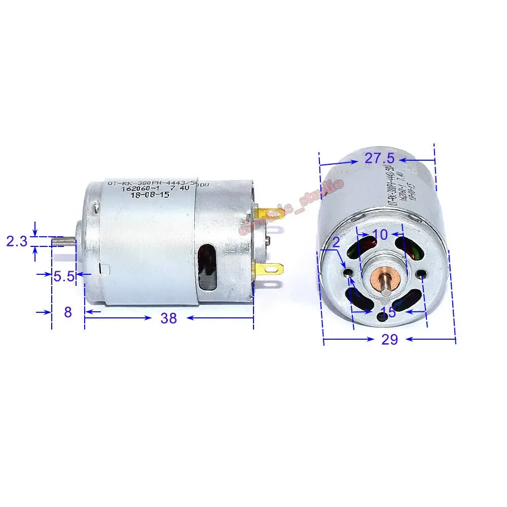 Micro RK-380PH-4443 Motor DC 3.7V-7.4V 14000RPM High Speed for Toy Car Hair Dryers Vacuum Cleaners