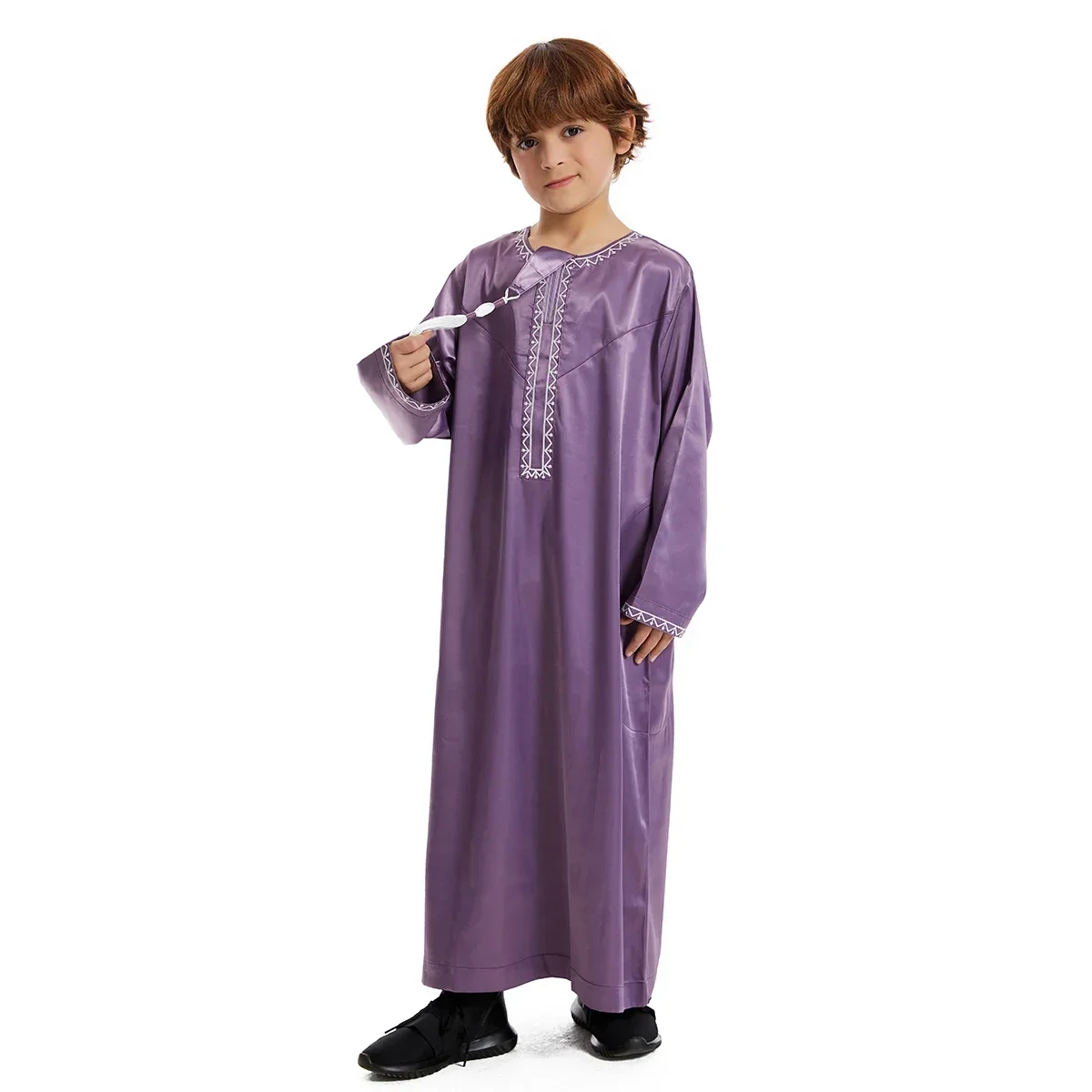 Boys Kids Islamic Muslim Jubba Thobe Kaftan Robe Arabian Dubai Qatar Abaya Robe Dress Tassel Djellaba Dishdasha Eid Ramadan Gown