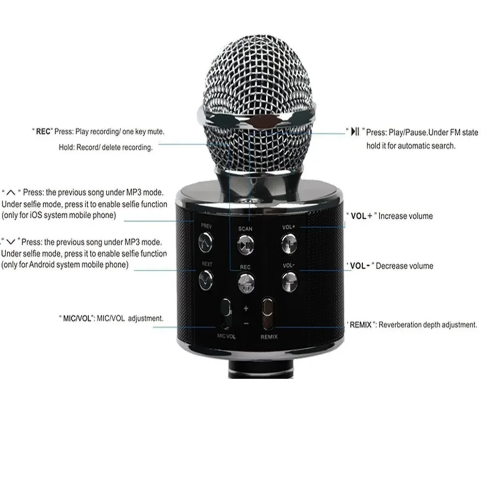 Wireless USB Microphone Professional Condenser Karaoke Mic  Mini Karaoke Microphone