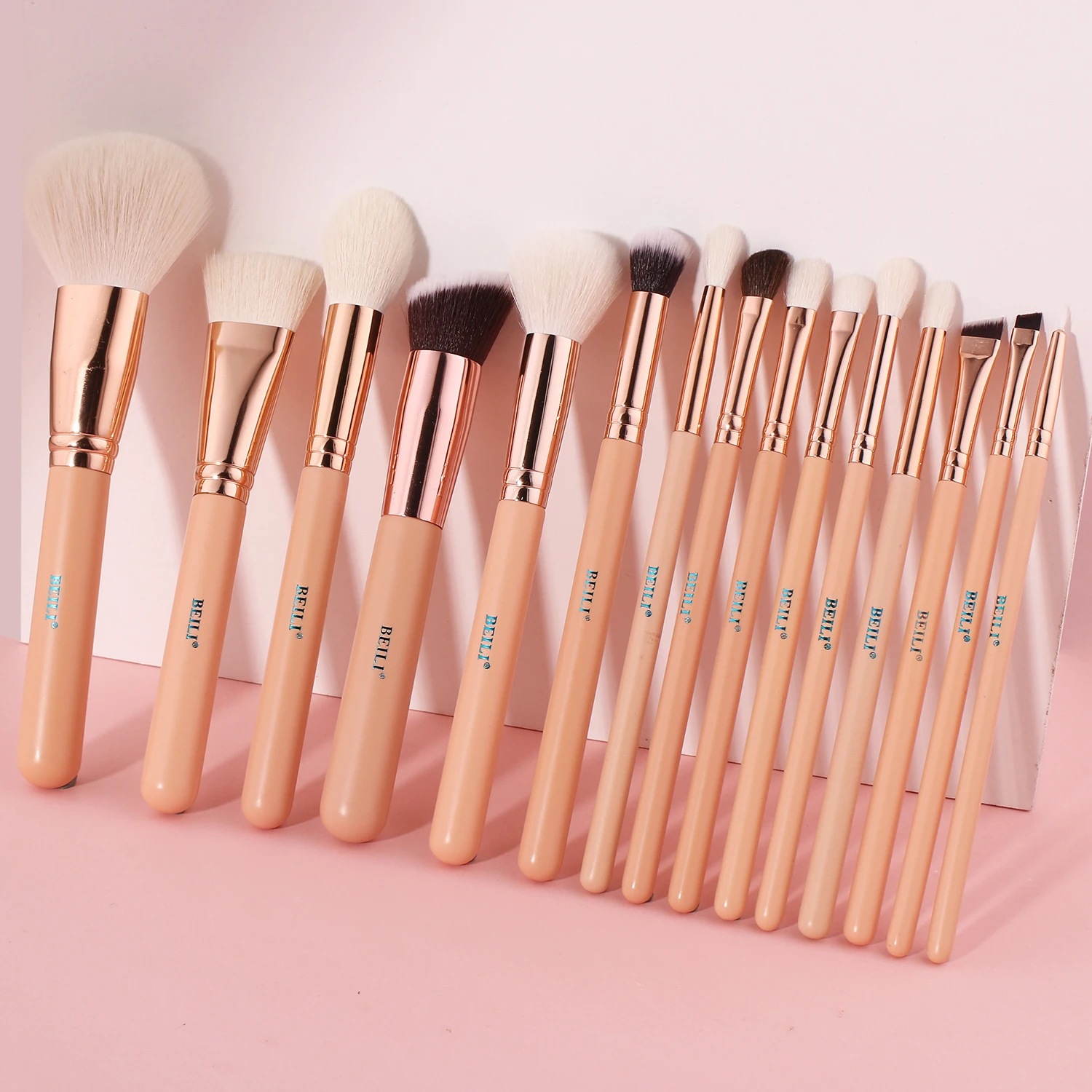 BEILI 5-28pcs Pink Make Up Brush Set Professional Powder Foundation Blush Eyebrow Natural Hair Brushes Makeup Instrument