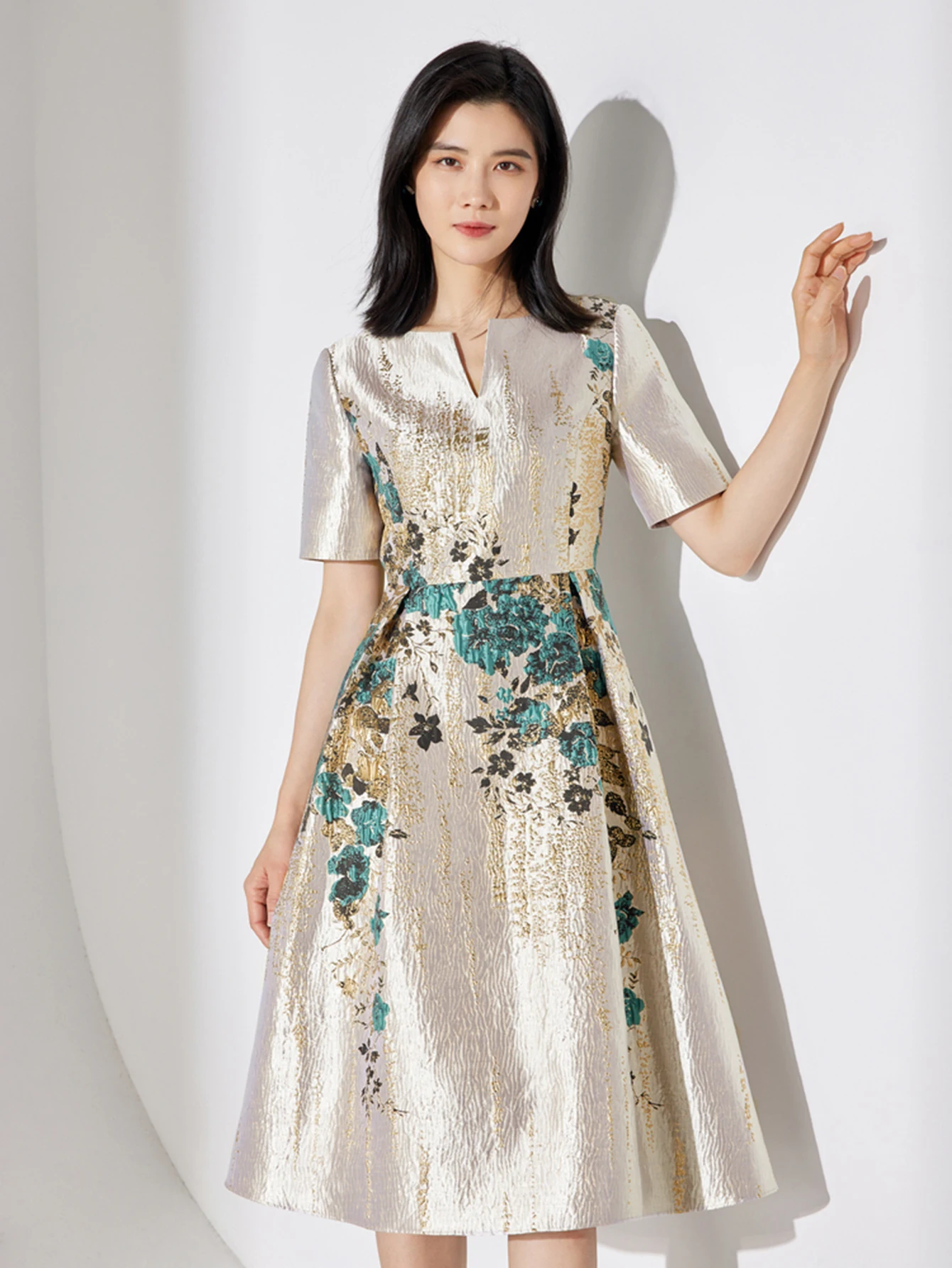 Elegante Sommer Frauen Kleid Jacquard Luxus 2024 Neue Ankunft Boho Blumen Kleid Party Abend Maxi Kleidung Ballkleid Robe Vestido